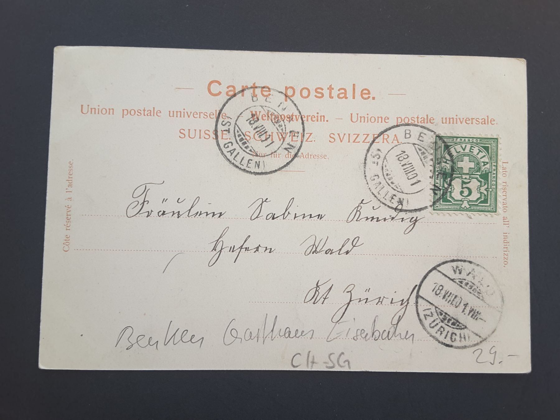 Cartoline postali: Gruss aus Maria Bildstein, 4 Bild,1901 – Usato da Reichenburg venduto da Pipo-67 1