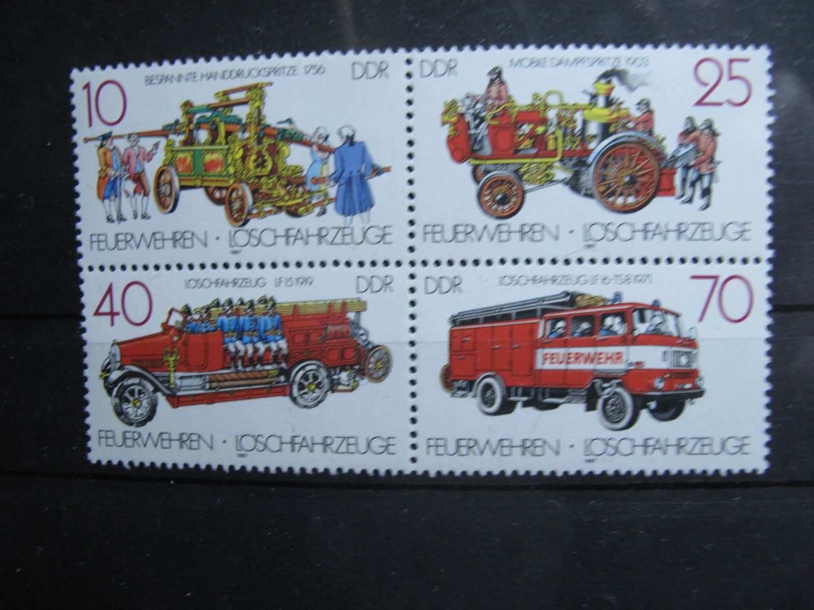 Tutti i francobolli: DDR 1987 Feuerwehr 4er BL  ** – Usato da Wil SG venduto da fva01