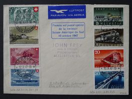 1947, 2-Satz-Flugpostbrief, Pro Patria und Eisenbahnen