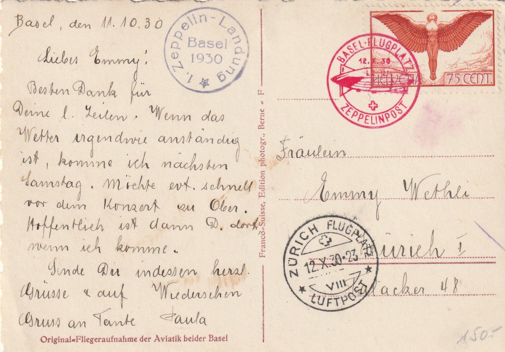 Tutti i francobolli: Zeppelinpost Landung Basel 1930 – Usato da Rorschacherberg venduto da fratovi2