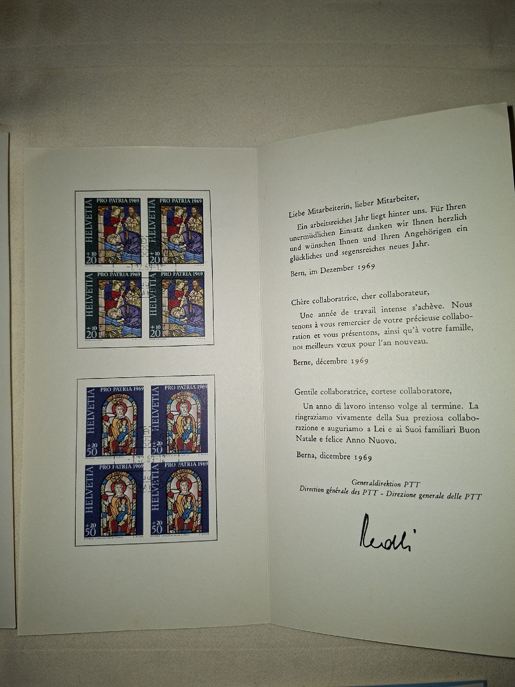 Alle Briefmarken: Schweizer PTT Neujahrskarten mit Briefmarken – Gebraucht aus Masein von vin_5yx5 6