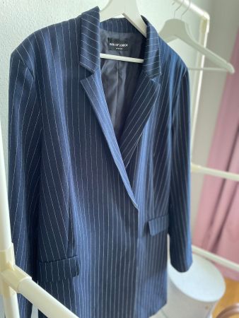 Qualität Oversize Langer Schick Dunkelblauer Blazer 46