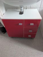 Waschbeckenunterschrank rot weiss mit Schubladen gebraucht
