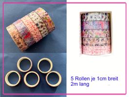 5 Rollen Washi Tape mit Blumen Motiven