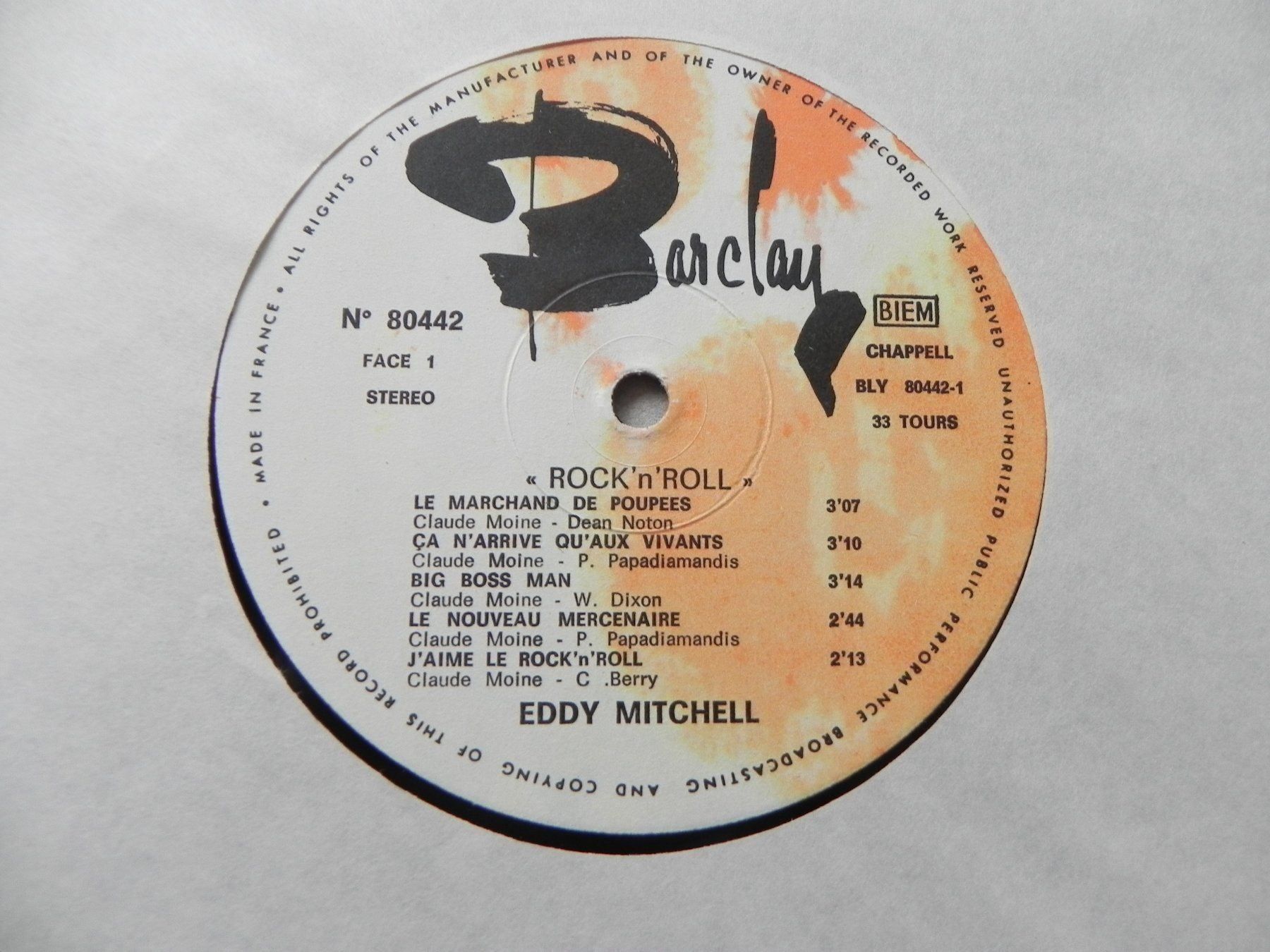Dischi in vinile: LP Eddy Mitchell 1971 Rock n`Roll Franc – Usato da Siebnen venduto da krimsie 2