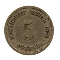Deutschland Kaiserreich 5 Pfennig 1875 J