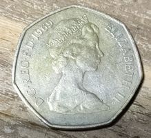 Seltene 50p Münze 1969 Elizabeth II. Sammlerstück