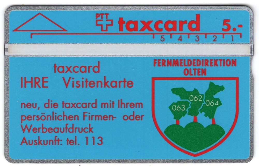 Cartes de téléphone: Fernmeldedirektion Olten - sehr seltene Geschenk Taxcard – Neuf (Voir description) à Eglisau par Chperfins