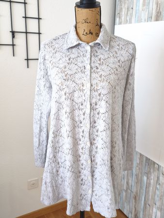Alba Moda Bluse Spitzenmuster Grau Groesse 44