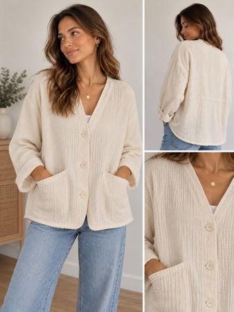 Zara Jacke Strukturstoff beige neuwertiger Zustand