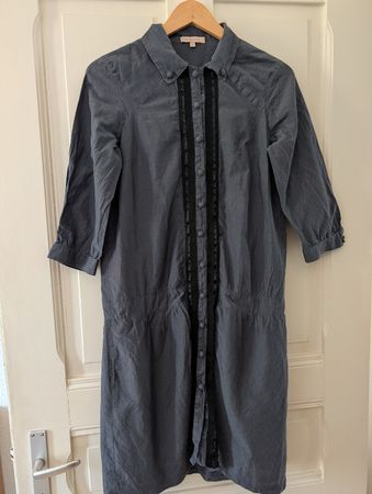 Kleid von Sandro Gr. M anthrazit mit Punkten,Baumwolle/Seide