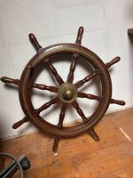 barre à roue de bateau (gouvernail) en bois 