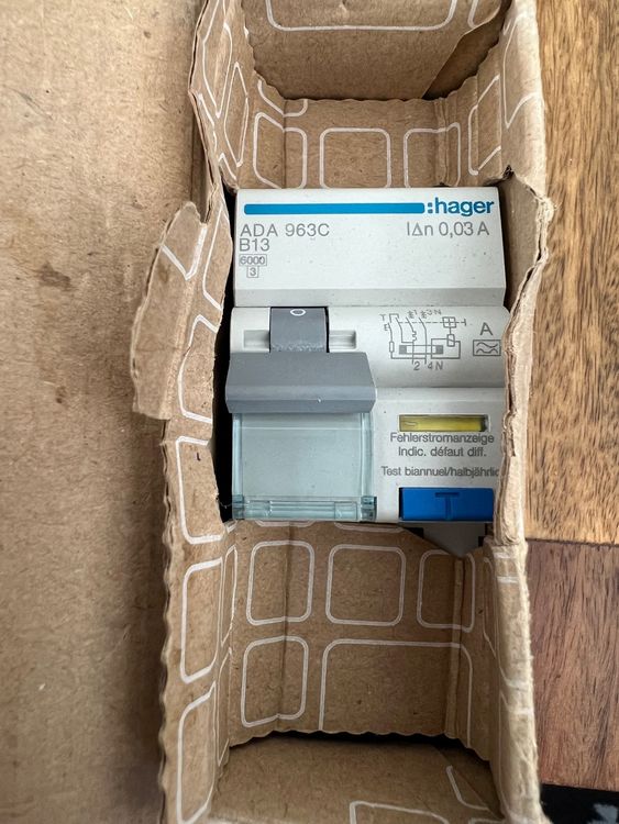 Hager HAGADS966D FI/LS Switch, 16A 1P and NC, 0.03 m