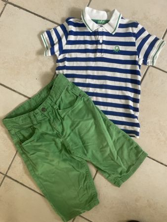 Benetton Sommer Set, Polo+Shorts Gr. 140, Top Zustand
