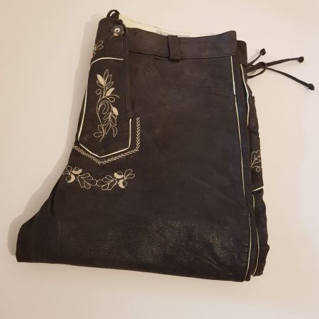 Lederhose kurz braun mit Stickerei Gr. 52