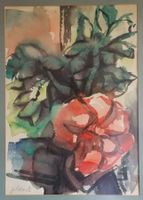 Aquarell Pfingstrose, signiert Herbert W. Goldack, um 1980