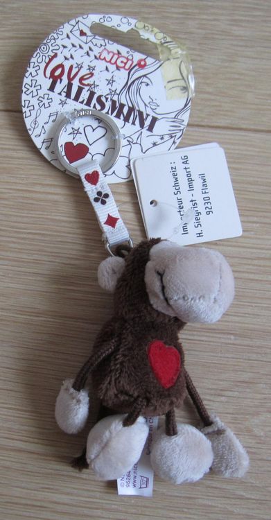 Nici 43612 Gibbon Anhänger Mit Elastischer Schlaufe – 8 Cm, Weiß/braun