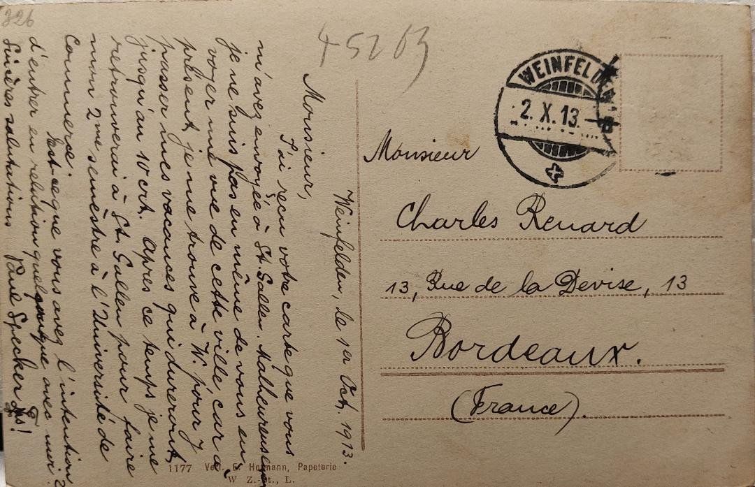 Cartoline postali: WEINFELDEN - 1913 – Usato da Delémont venduto da Domdom1 1