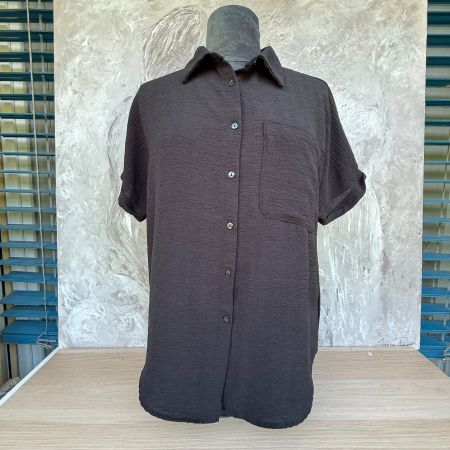 Chemise oversize AMISU noire, manches courtes, taille M
