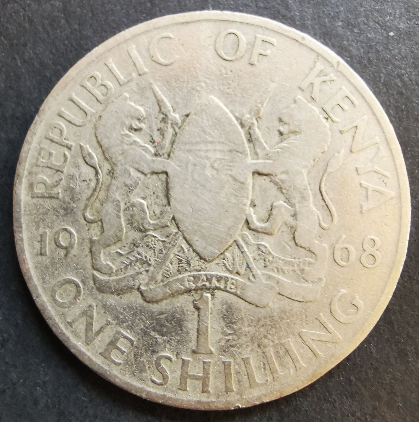Tutti le monete: P50 Kenya 1 Shilling 1968 – Usato da Cousset venduto da Patricio77