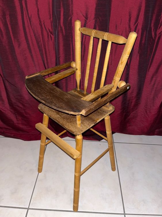 Antiker Hochstuhl, Babystuhl, Kinder-Ess-Stuhl Holz 2