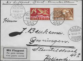 1926 Flugpost Davos-Basel - Amsterdam-Groningen F3+F6 ab 1.-