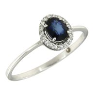 ✨ Elegant 18K White Gold Sapphire & Diamond Ring – Size 55 ✨