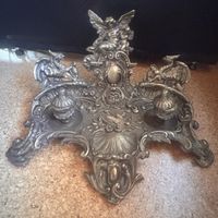 Antiker Kerzenstände Messing Engel Drachen 49