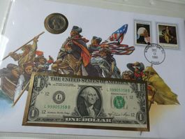 USA 1989,  Banknoten-/Münzbrief George Washington