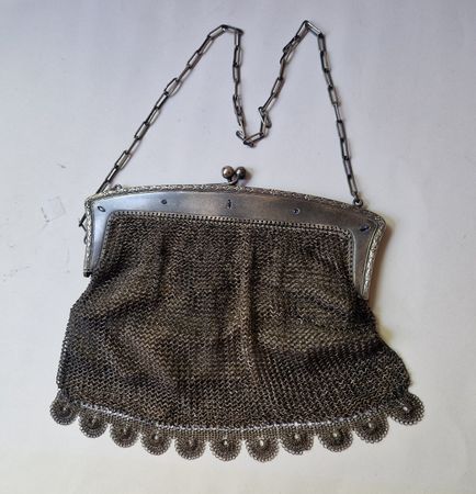 Abendtasche Silber 800,  Edelsteine, Vintage Jugendstil