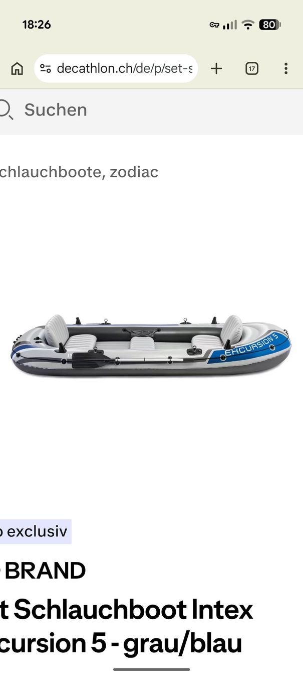 Bateaux: Schlauchboot Intex Excursion 5 grau/blau 366cm – D'occasion à Binningen par nedster 2