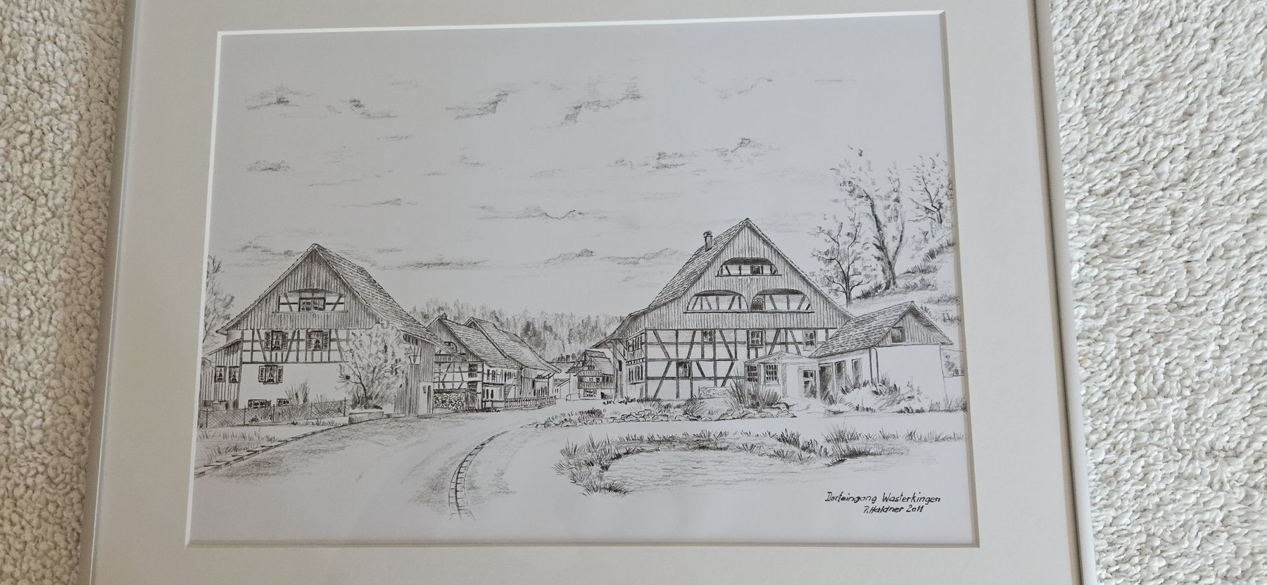 Dipinti: Bleistiftzeichnung Dorfeingang Wasterkingen 2011 – Nuovo e nell'imballaggio originale da Nürensdorf venduto da salibeer