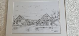 Bleistiftzeichnung Dorfeingang Wasterkingen 2011