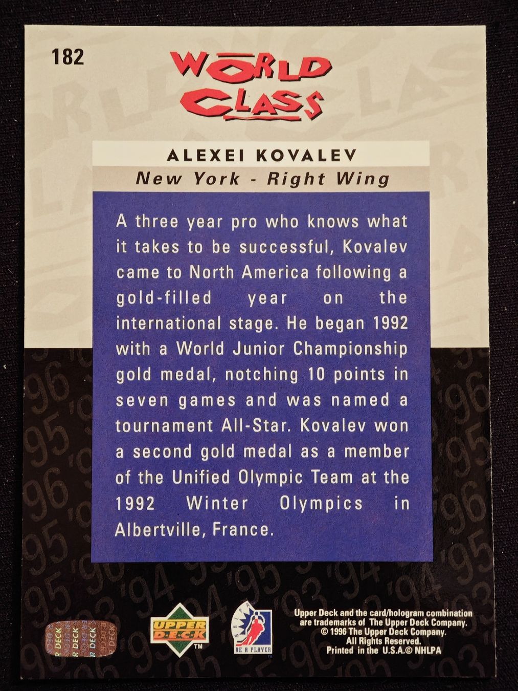 NHL Cartes à collectionner: Alexei Kovalev 1995-96 Upper Deck World Class #182 – D'occasion à Dübendorf par KB85_STORE 1