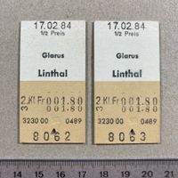 Glarus - Linthal, 2 Bahn Billette, Nr. 8063 und 8064, SBB