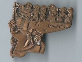 Basler Plaketten & Abzeichen: Fasnachtsplakette Basel, "Blaggedde" 1956 (Bronce) – Gebraucht aus Zürich von t24_de