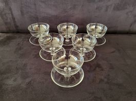 6 Vintage Dessertschalen aus geschliffenem Glas