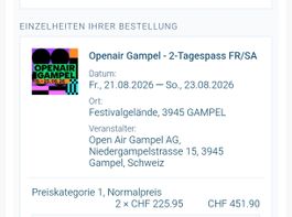 Openair Gampel 2 x 2-Tagespass Freitag  & Samstag