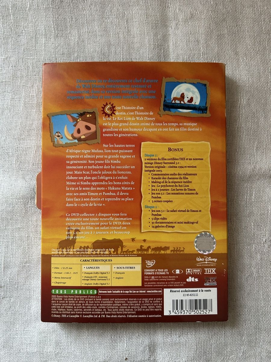 Tutti i DVDs: Le Roi Lion version Intégrale DVD Édition collector 2 DVD – Usato da Genève venduto da NipponiaNippon 3