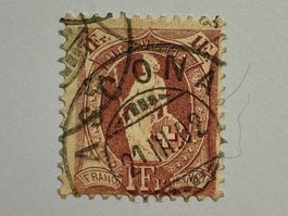 1902 1Fr stehende Helvetia 11 1/2 x 12, Stempel Ascona