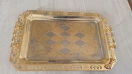 Tablett Messing mit Griffen und Verzierungen 50cm