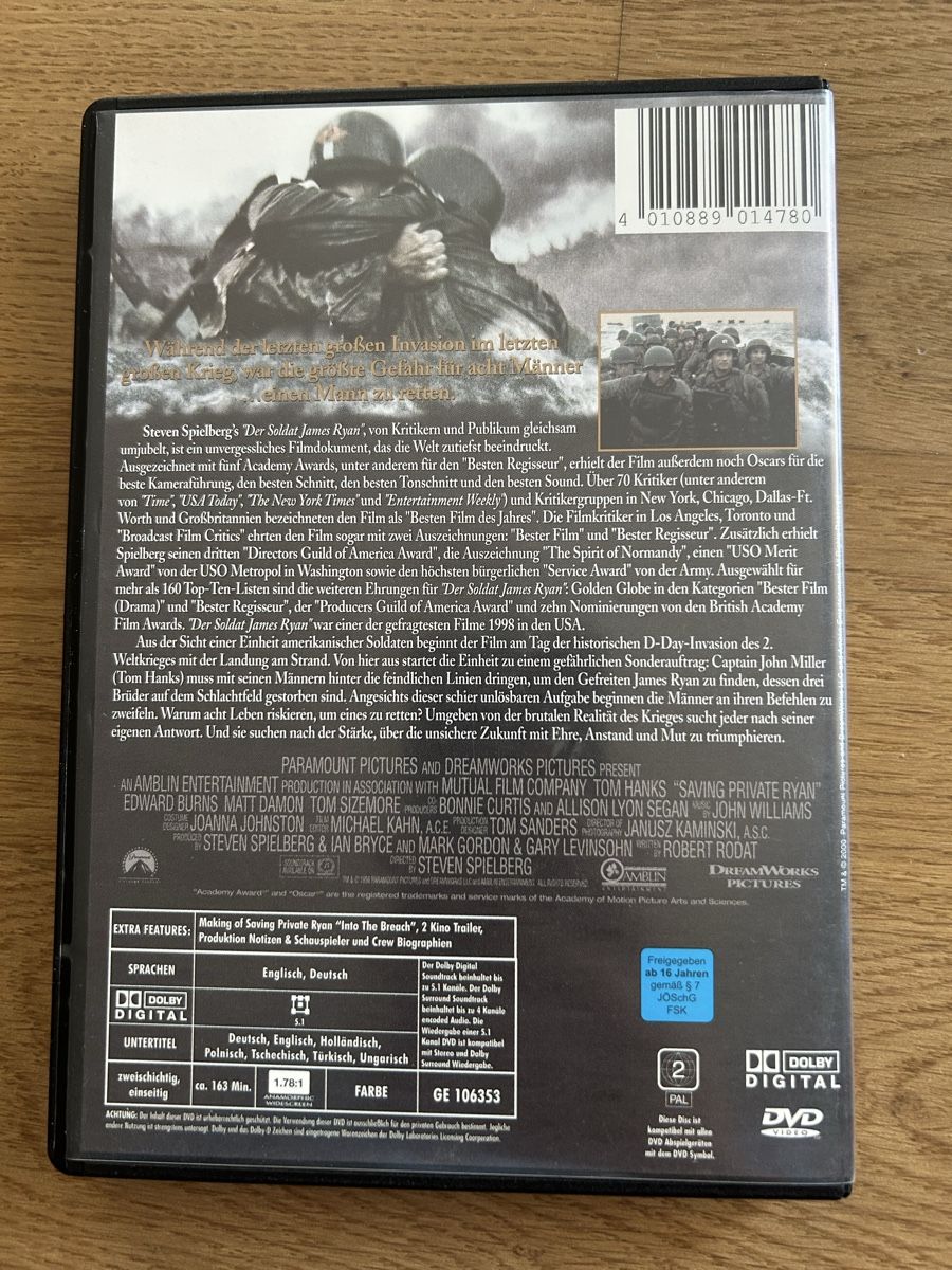 Tutti i DVDs: Der Soldat James Ryan DVD  – Usato da Gibswil venduto da nat_2nfv 1