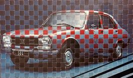 Einmaliges Bild mit Peugeot 504 von 1975. Gerahmt