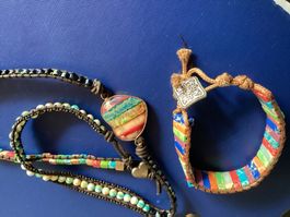 Halskette bunt / Fuss- oder Handgelenk-Kette bunt / STEIN