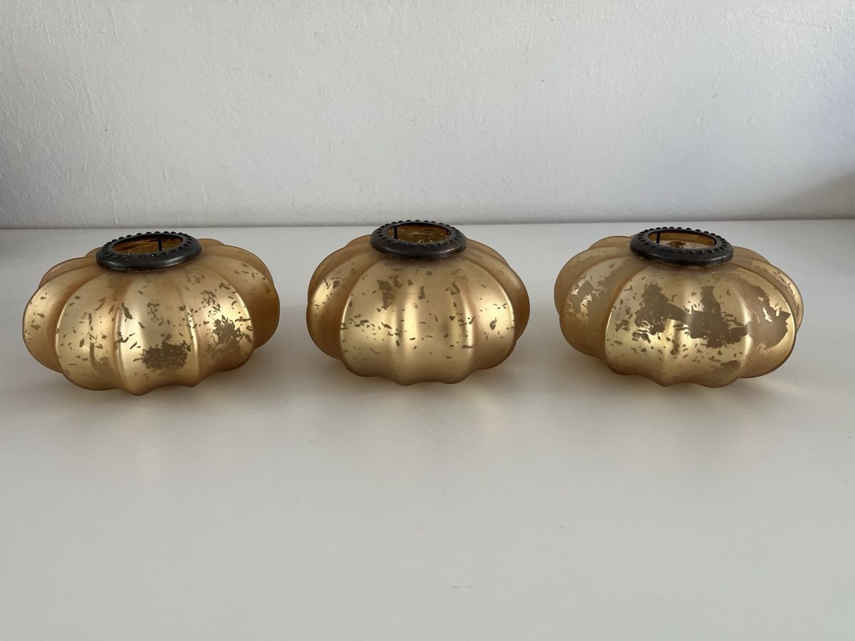 Alle Dekorationen: 3 Stk. Kürbis-Windlichter aus Glas – Gebraucht aus Wetzikon ZH von seli03