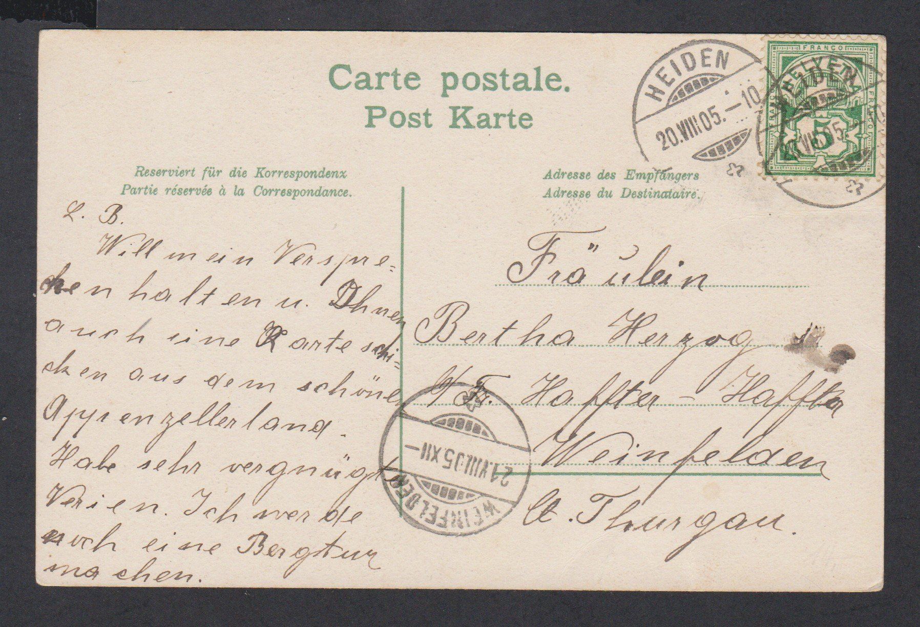 Cartoline postali: Heiden  AR   :   alte 7-Bild Ansichtskarte von 1905 – Usato da Vitznau venduto da Ropaku 1