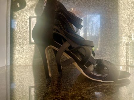 Schwarze Sommersandalen Gr. 42, Absatz 10cm