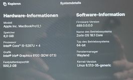 MacBook Pro mit Zorin OS Intel ‎Core i5 + 8GB RAM 500GB SSD