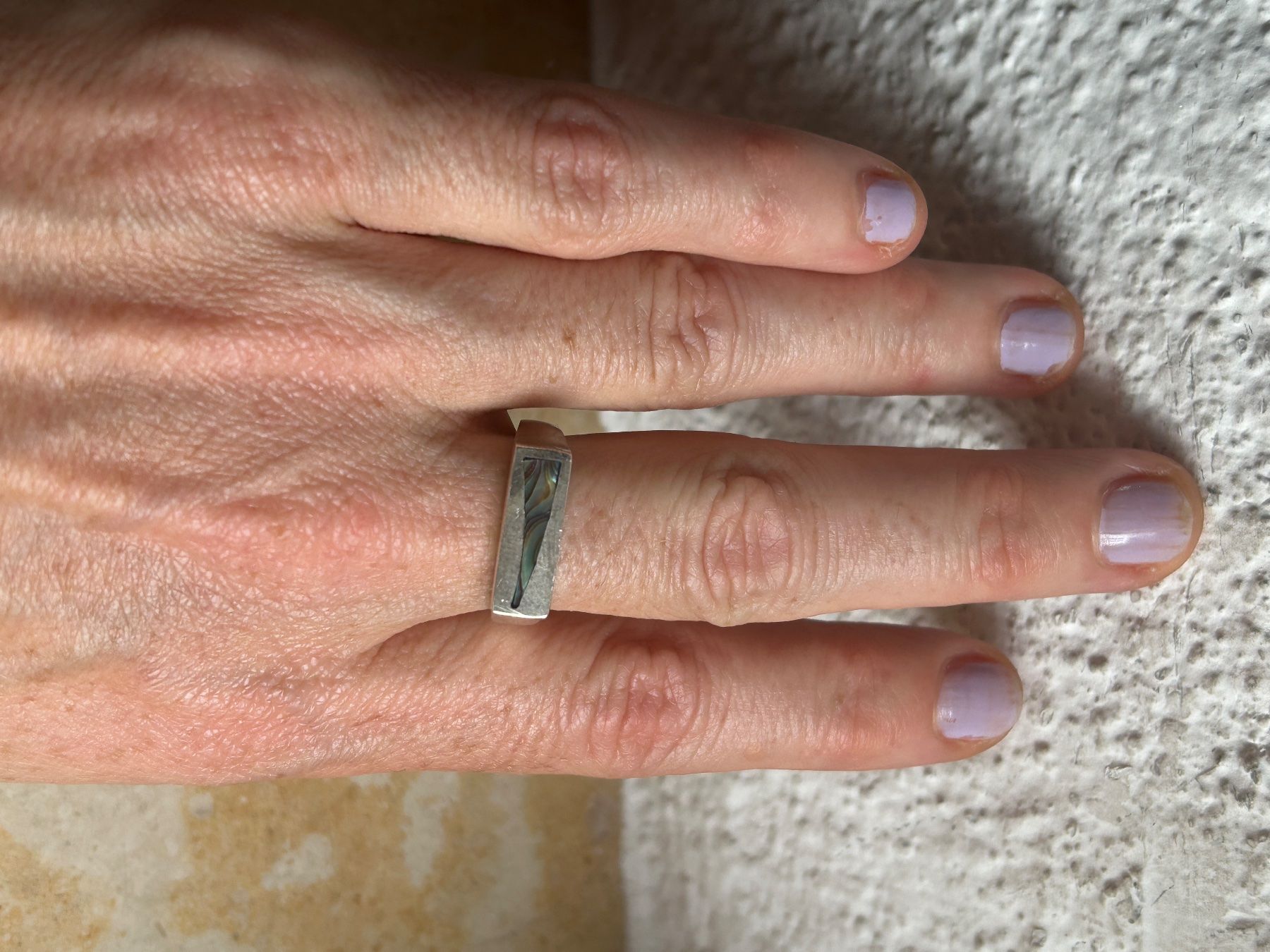 Anelli: Silberring Muschel-Einlage, Grösse 59, Vintage Chic – Usato da Basel venduto da bellespirit 2