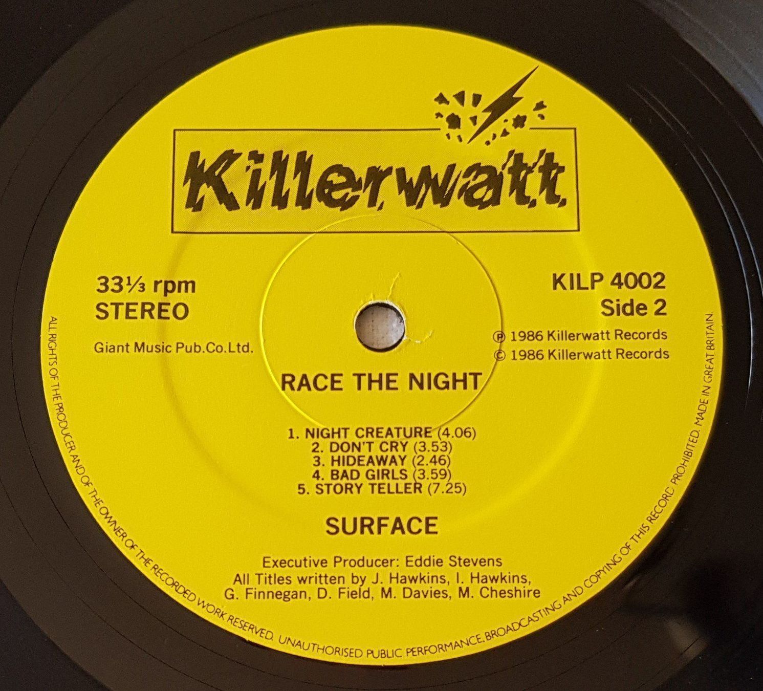 Schallplatten: Surface – Race The Night - LP - 1986 - First Press – Gebraucht aus Uster von Zardodel 5